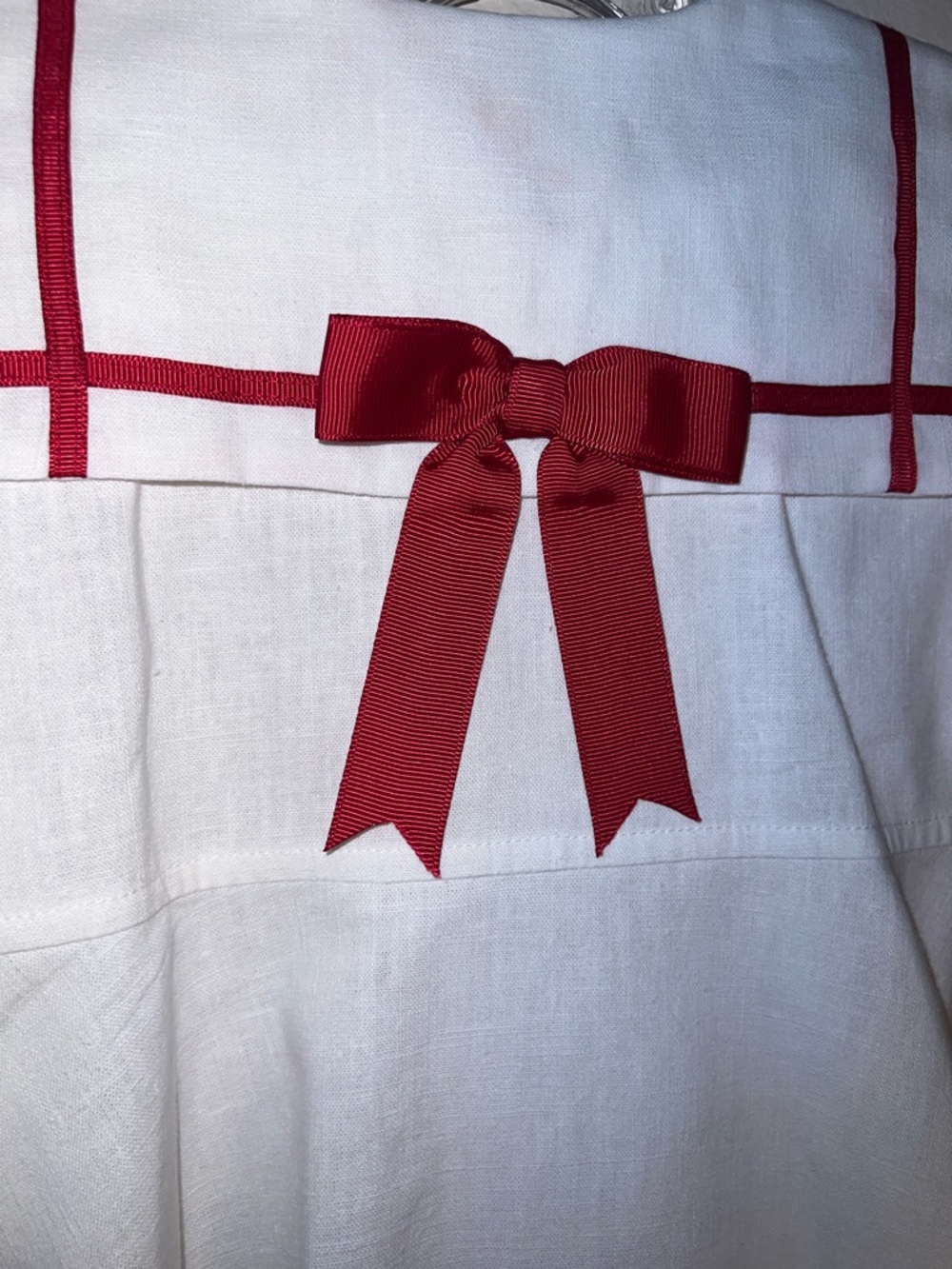 French Coccoli White Vintage Dress with Red Trim Sailor Collar and Bow Back 24M - Picture 7 of 7